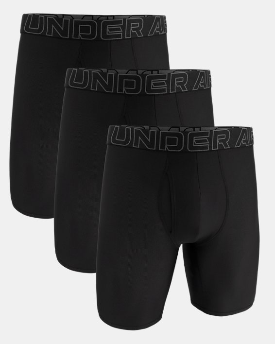 Men's UA Performance Tech™ Mesh 9" 3-Pack Boxerjock®, Black, pdpMainDesktop image number 2